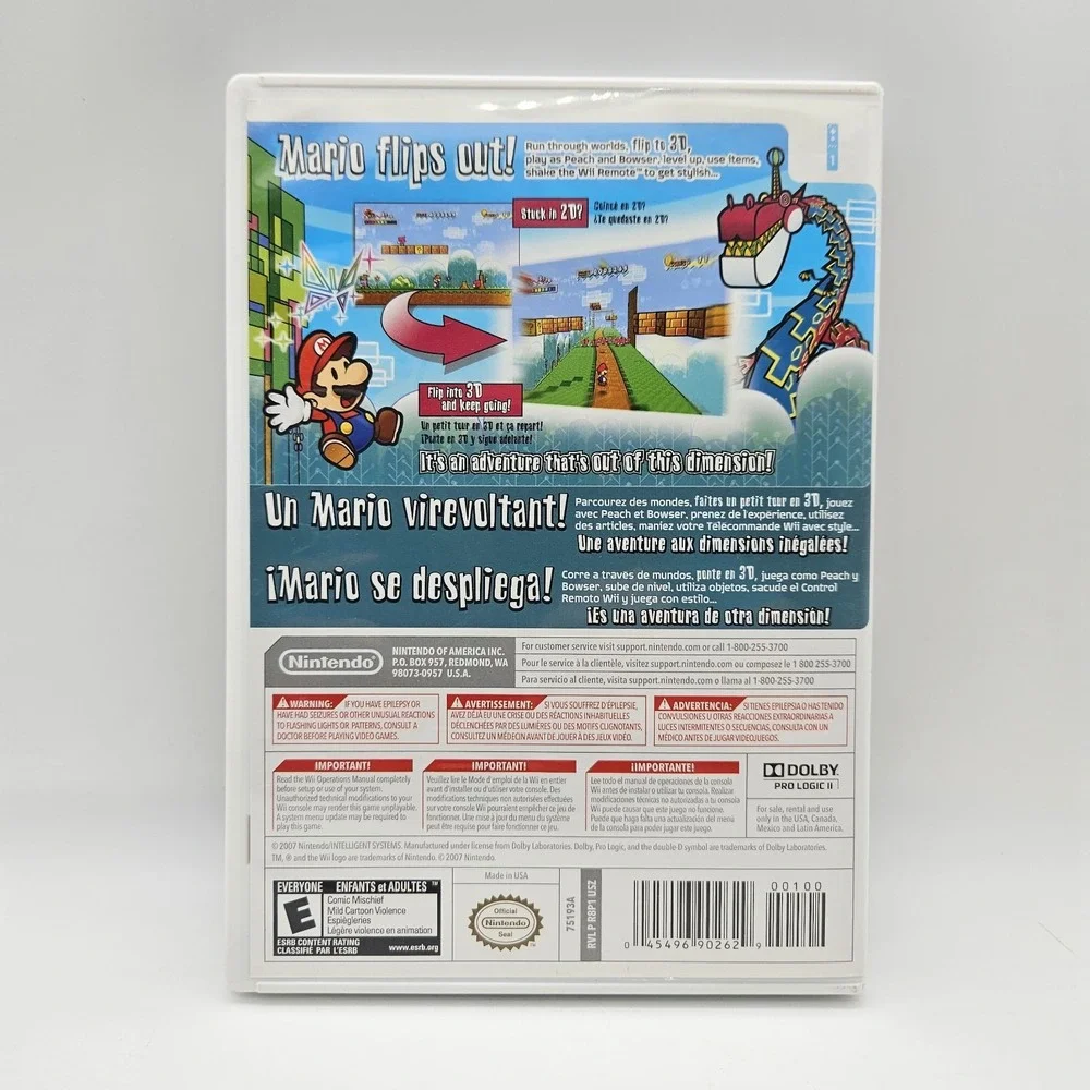 Super Paper Mario (Nintendo Wii, 2007) Complete w Manual
